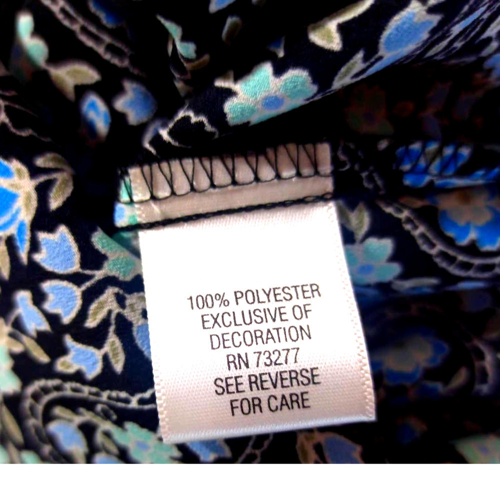 Croft & Barrow womens Size S Boho Blue Floral Paisley 3/4 Sleeve Button Blouse - Picture 7 of 7